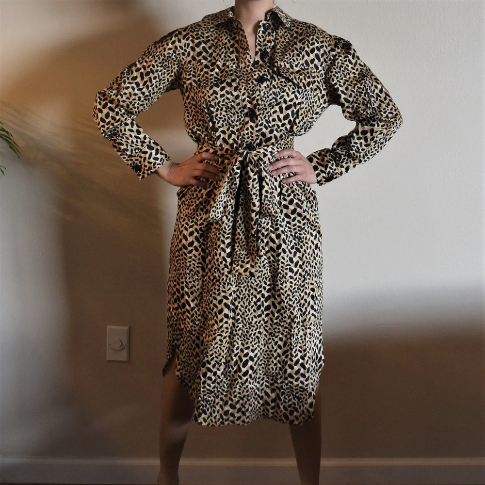 NWOT Tie-Front Animal Print Dress
